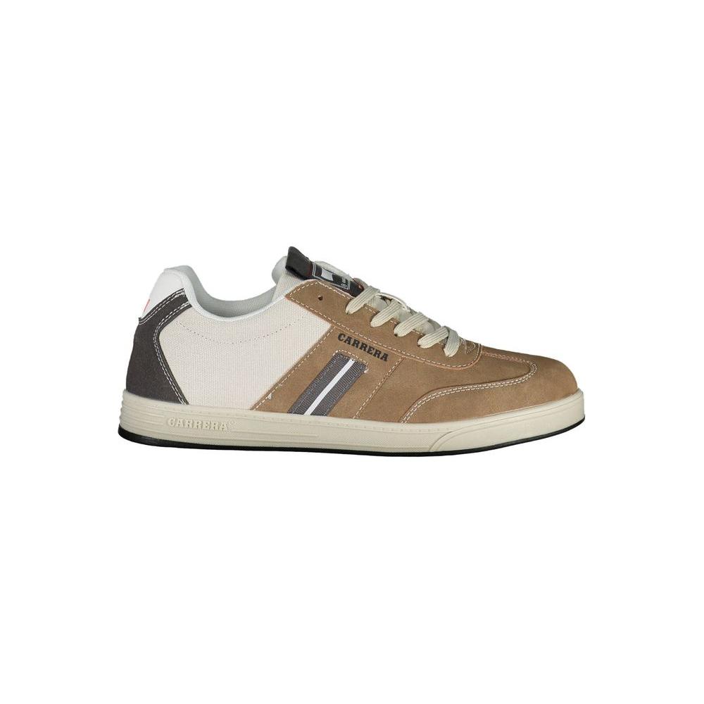 Carrera Brown ECO Leather Men's Sneaker with contrasting details and logo, featuring athletic elegance and contemporary style.