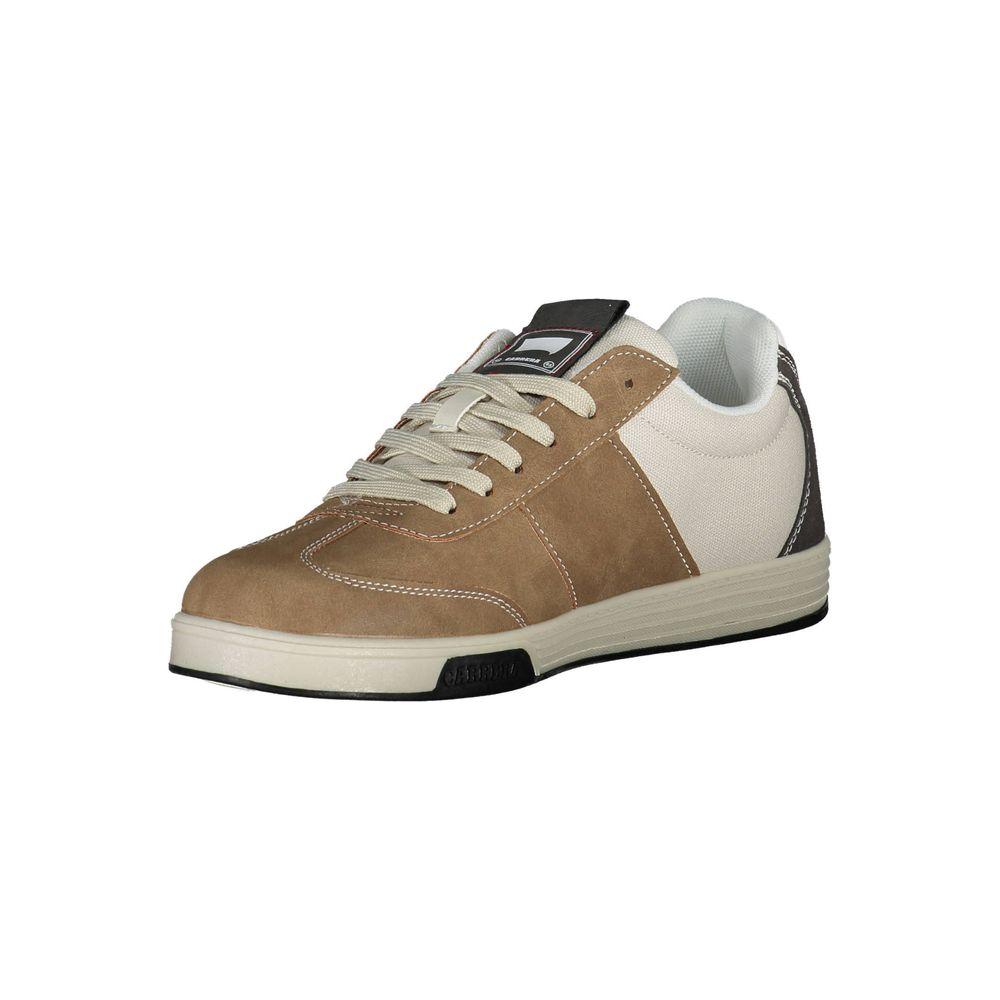 Carrera Brown ECO Leather Men Sneaker with contrasting details and Carrera logo, showcasing athletic elegance in high-fashion style.