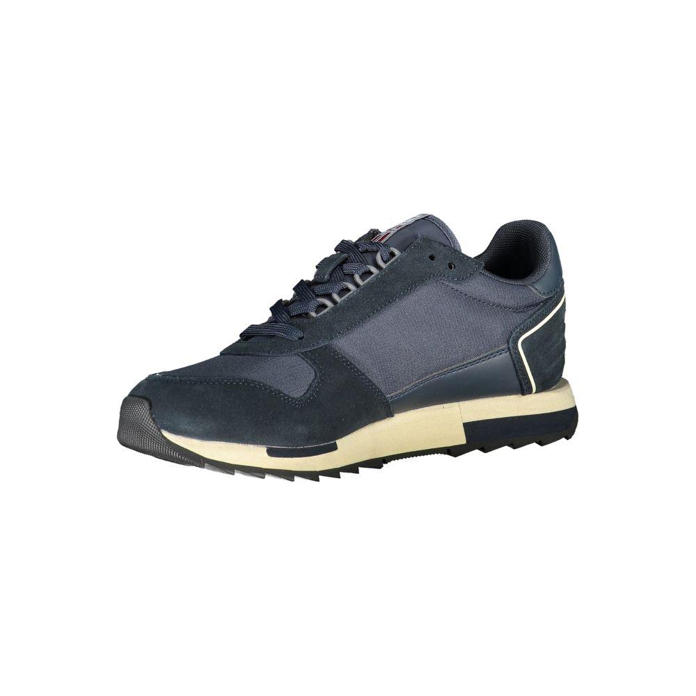 Napapijri Sleek Blue Sporty Laced Sneakers with contrast details and logo, featuring versatile style for comfort and vibrant ensembles.