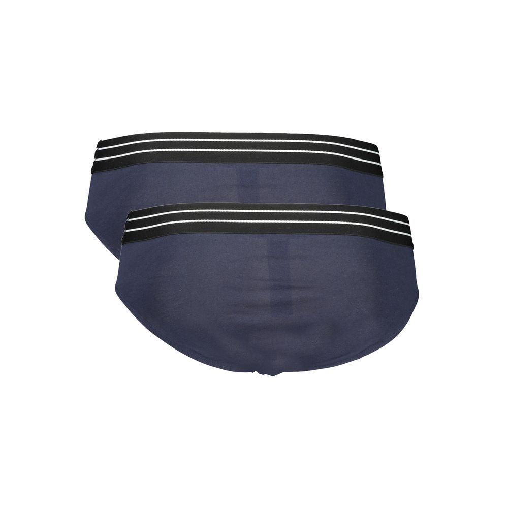 Cavalli Class Blue Cotton Men's Underwear, Bi-Pack Slip with Elastic Waistband and Logo Print, Luxury and Comfort