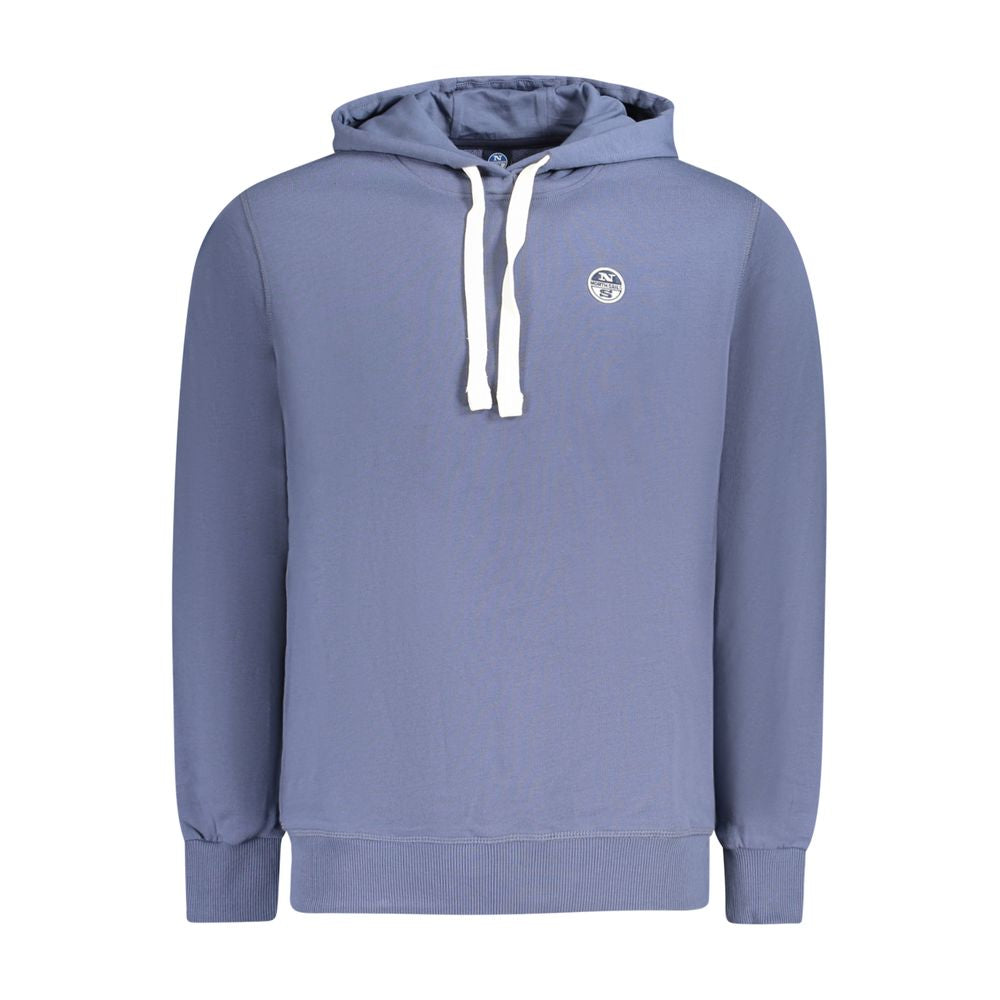 North Sails blue cotton men's hooded sweatshirt with logo, showcasing casual luxury and nautical style.