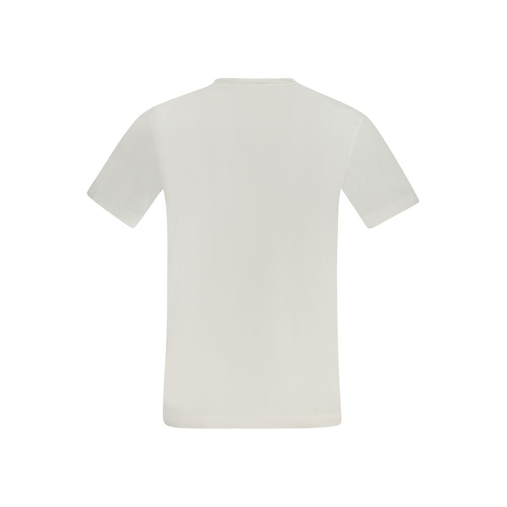 Calvin Klein white cotton men's T-shirt, back view, featuring crew-neck design and timeless style, crafted from 100% premium regenerative cotton.