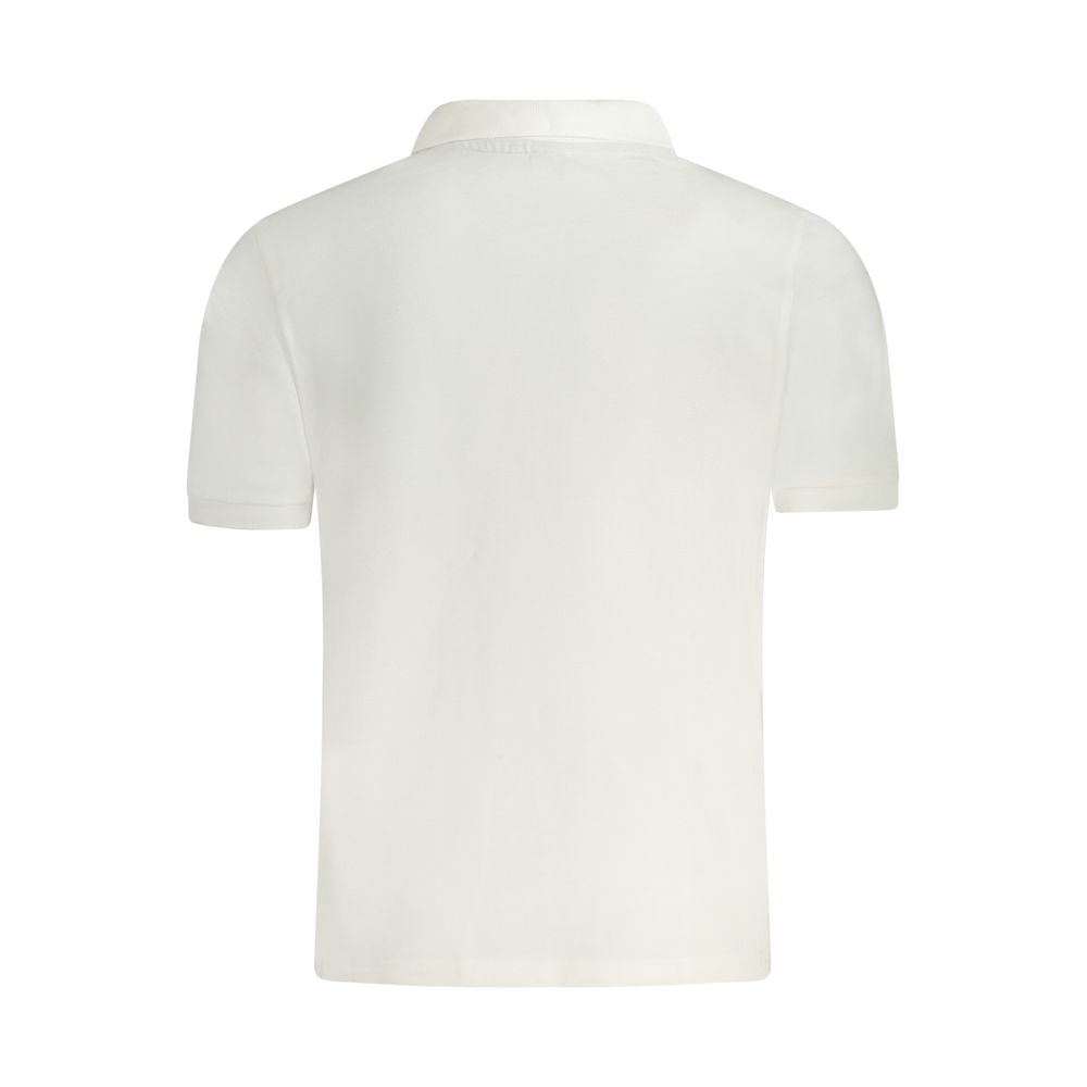 Back view of North Sails white cotton men's polo shirt featuring a classic collar and two-button placket.