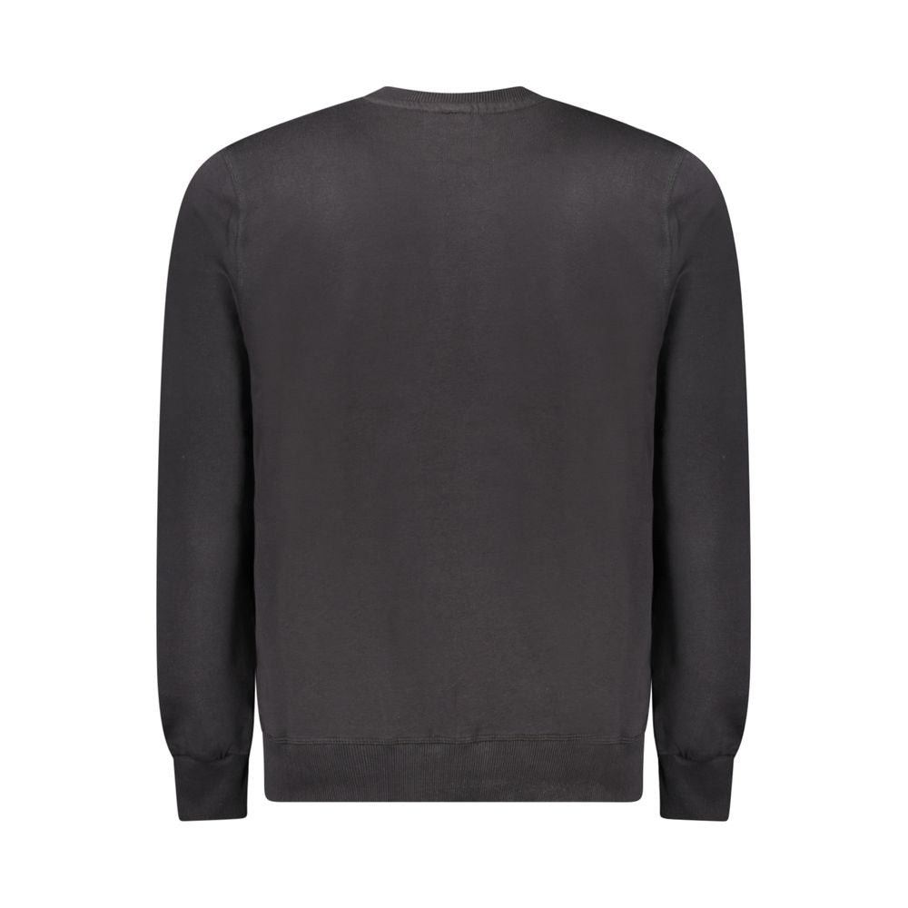 Back view of North Sails black cotton men’s sweater featuring crew neck and long sleeves, ideal for casual fashion-forward individuals.