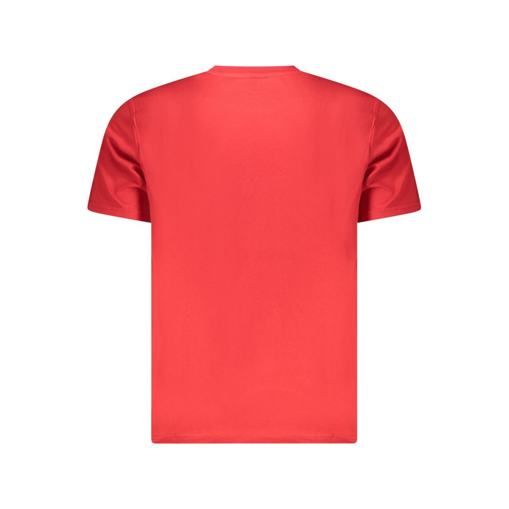 North Sails red cotton men's T-shirt, crew neck with iconic logo, back view showcasing casual sophistication and quality craftsmanship.