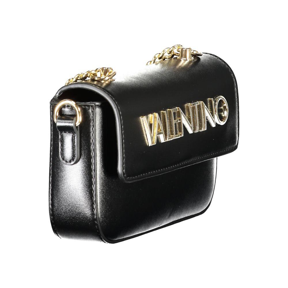 Valentino Bags black polyethylene handbag with gold chain strap, luxury eco-friendly fashion accessory