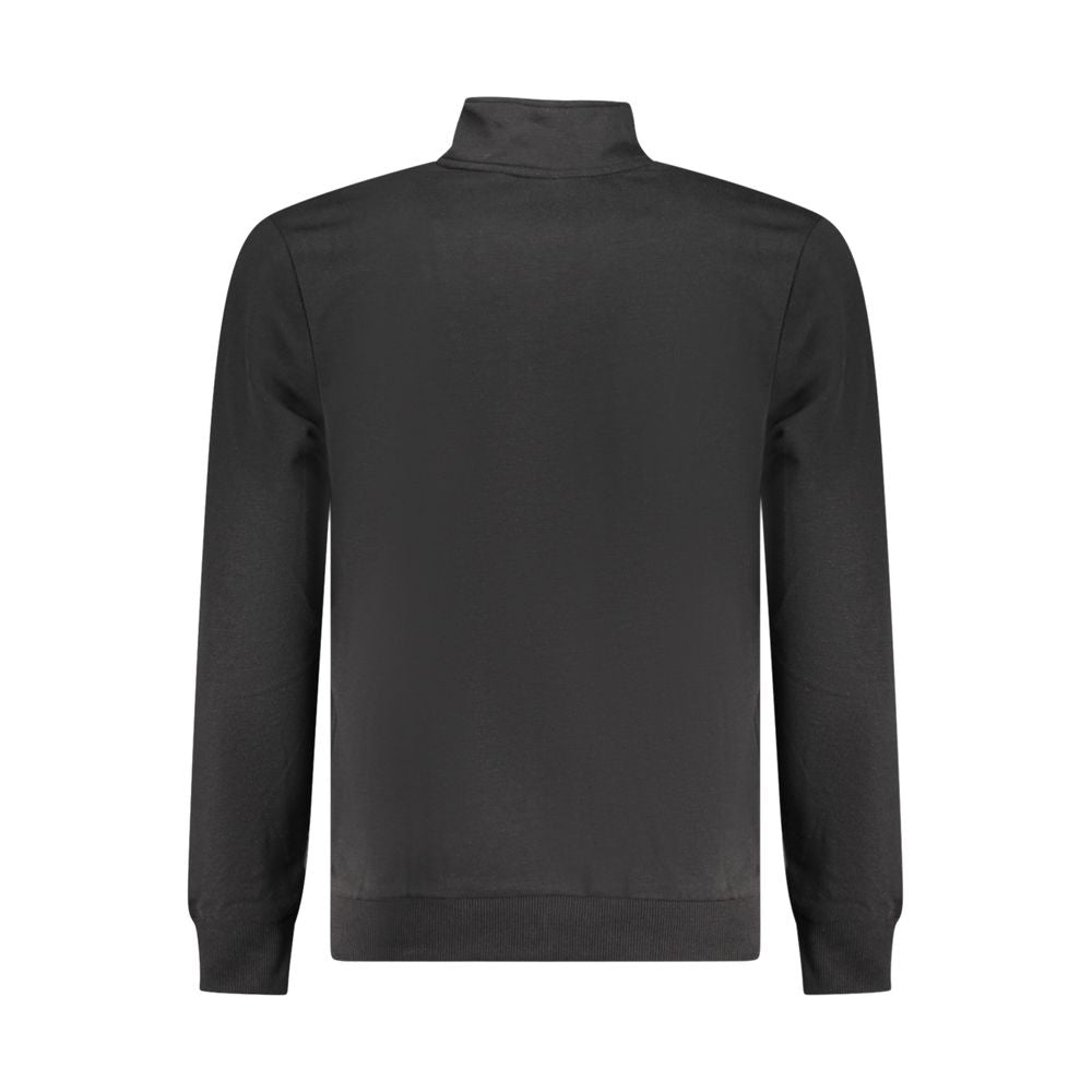 Back view of U.S. Grand Polo black cotton sweater with long sleeves, zip, embroidery logo, and two pockets.