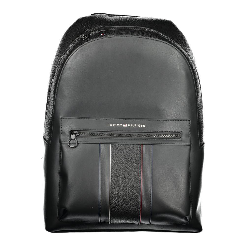 Tommy Hilfiger Black Polyester Men Backpack