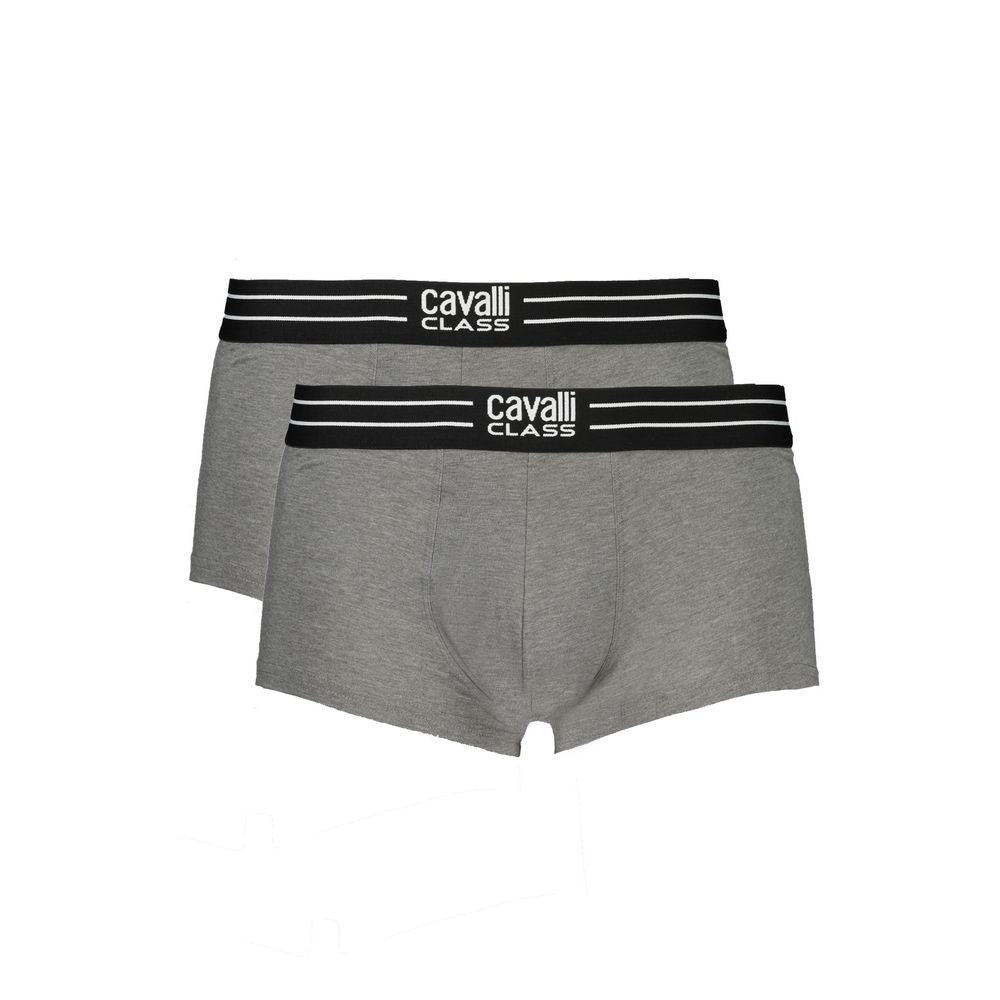 Cavalli Class Gray Cotton Men Boxer Pair