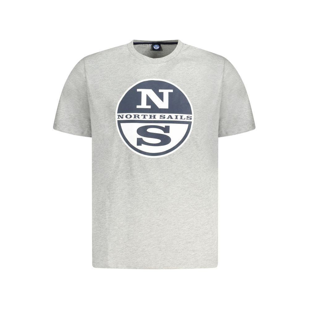 North Sails gray cotton men's T-shirt with logo, stylish and comfortable casual wear.