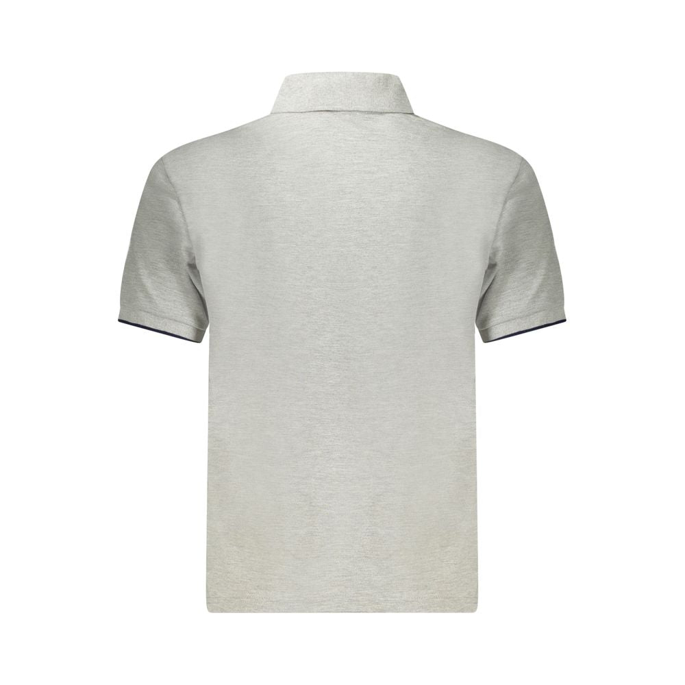 Back view of North Sails gray cotton men's polo shirt with short sleeves and a classic collar.