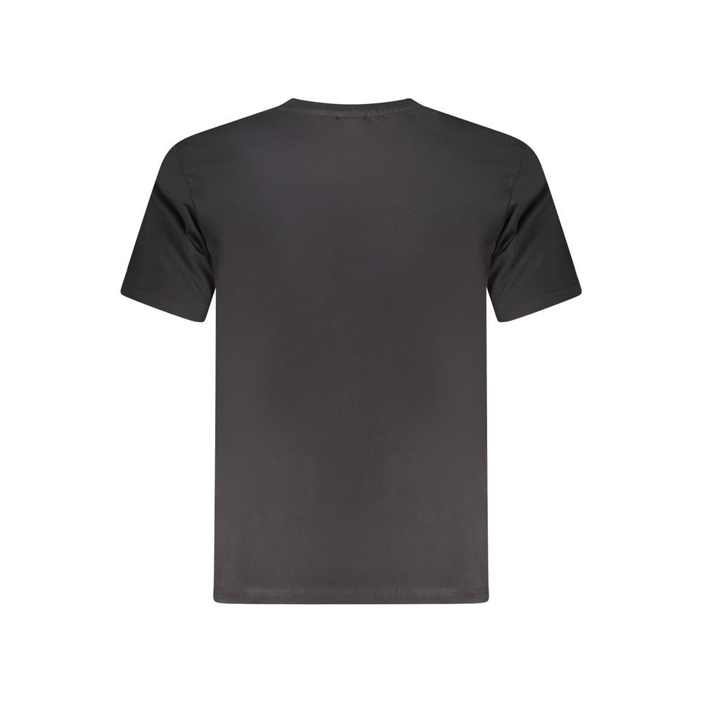 Back view of North Sails black cotton men’s t-shirt, showcasing crew neck and soft fabric, ideal for casual wear with bold style.