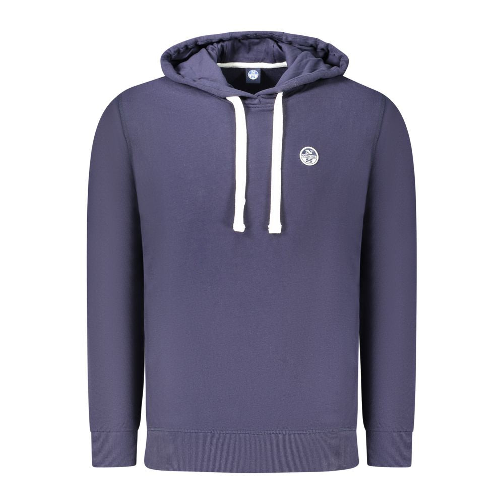 North Sails blue cotton men's hoodie with logo, offering comfort and style with soft brushed fabric and athletic flair.