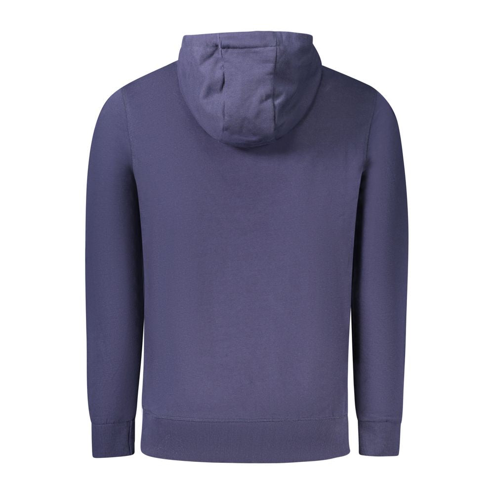 North Sails blue cotton men's sweatshirt, back view showcasing hooded design, made for comfort and style with 100% brushed cotton.