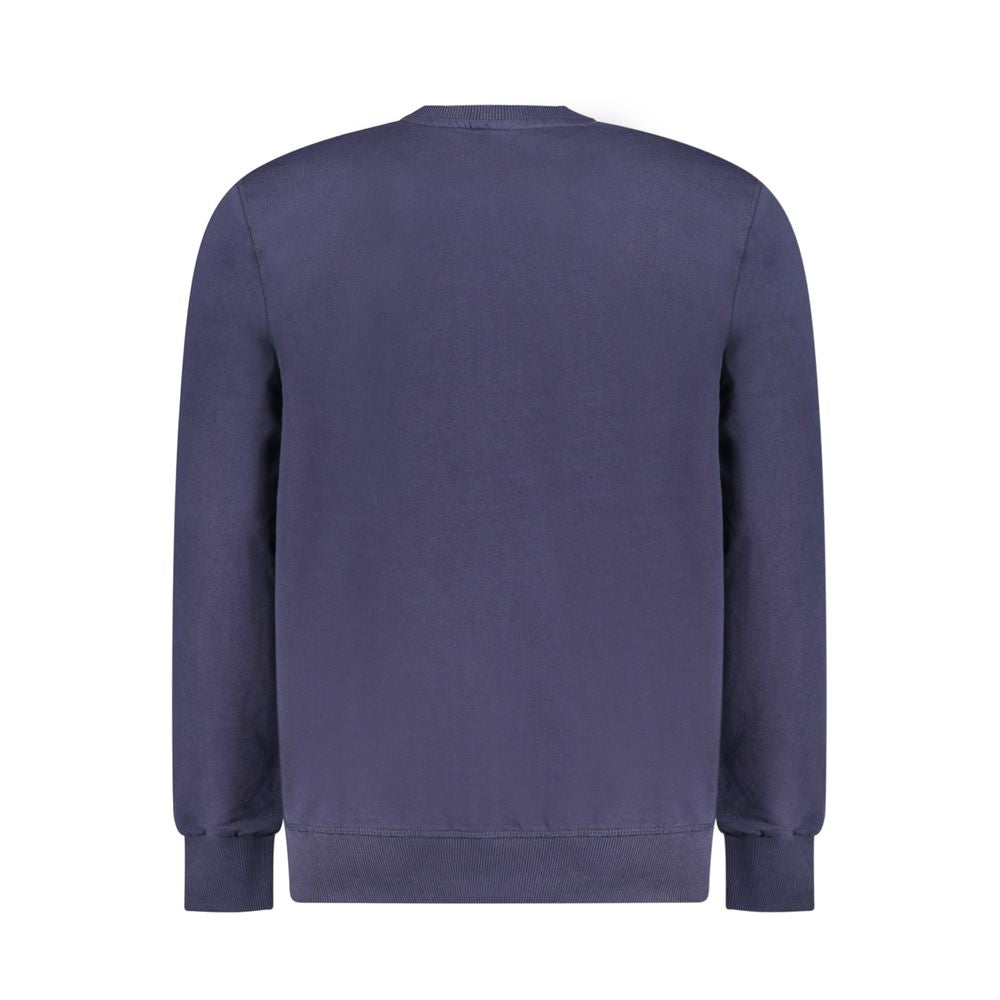 Back view of North Sails Blue Cotton Men's Sweater showcasing its classic design and premium quality fabric.