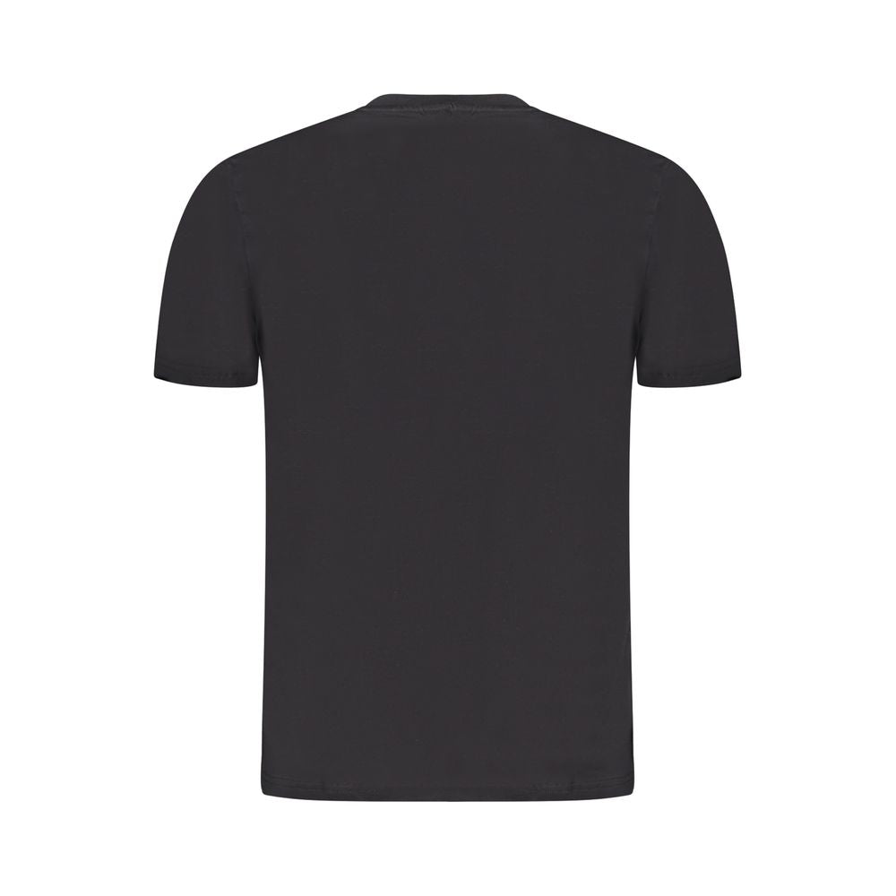 Back view of North Sails black cotton men's t-shirt with crew neck, showcasing a sleek and timeless design for modern fashion lovers.