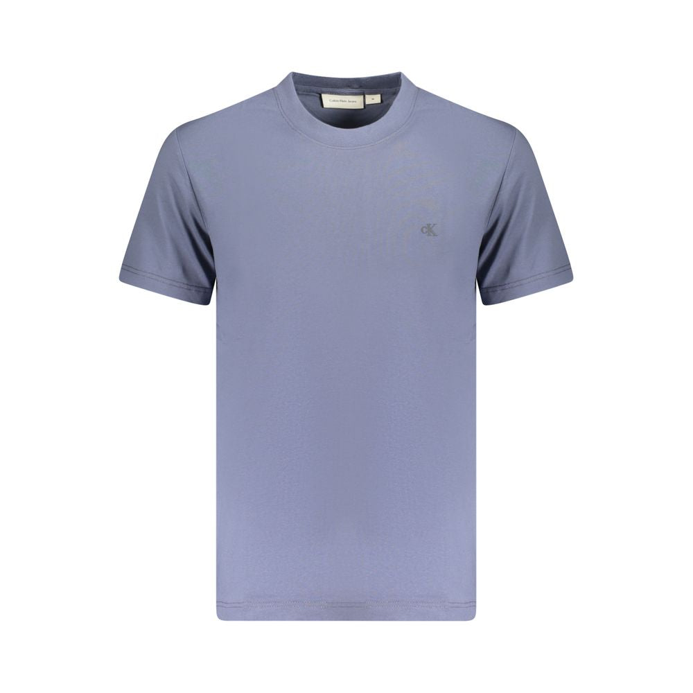 Calvin Klein blue cotton men's t-shirt with logo, short sleeves, and crew neck, crafted from eco-friendly materials.