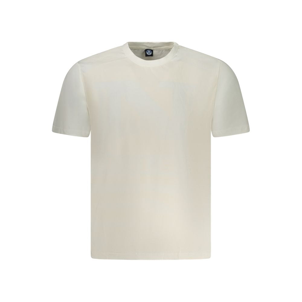 North Sails white cotton men's T-shirt with crew neck and logo, showcasing nautical style and sustainable craftsmanship.