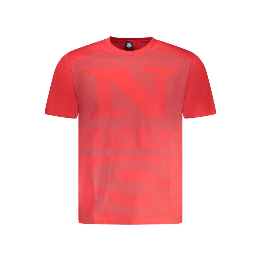 North Sails red cotton men's T-shirt with logo, showcasing nautical sophistication and urban style, made from breathable cotton.