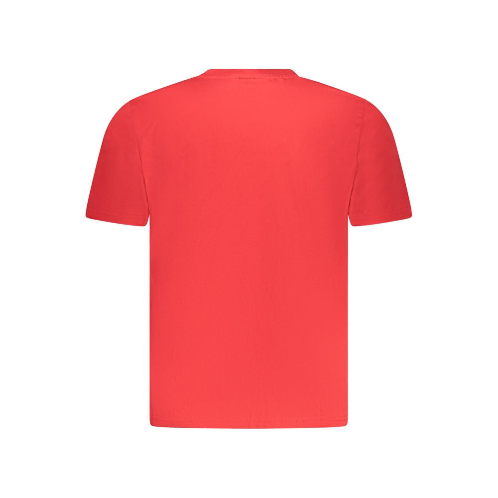 North Sails red cotton men's T-shirt back view showing simple design and vibrant color.