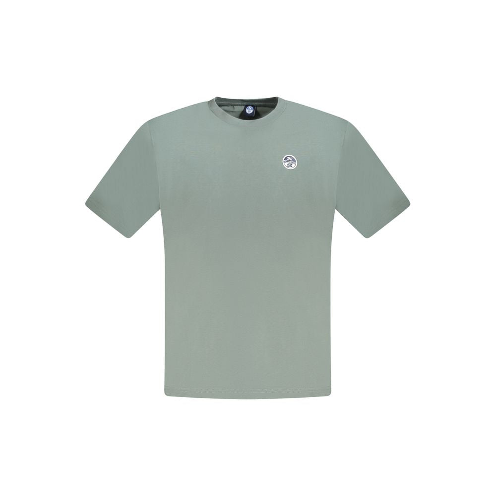 North Sails green cotton men's T-shirt with crew neck and logo, short-sleeve for casual style.