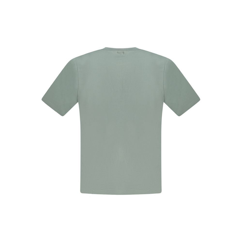 Back view of North Sails green cotton men's T-shirt, showcasing short sleeves and a crew neck for casual style and comfort.