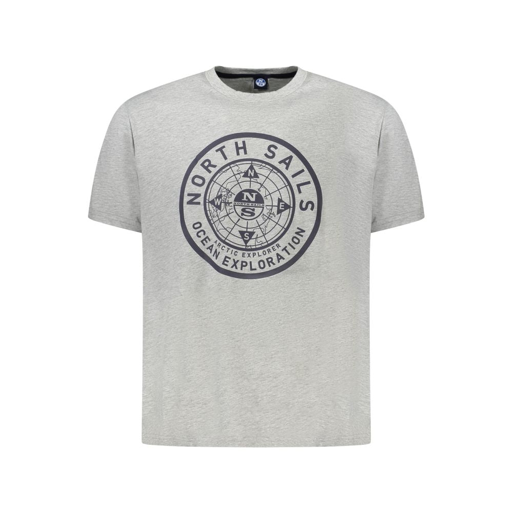 North Sails brown cotton men's t-shirt with crew neck and logo print