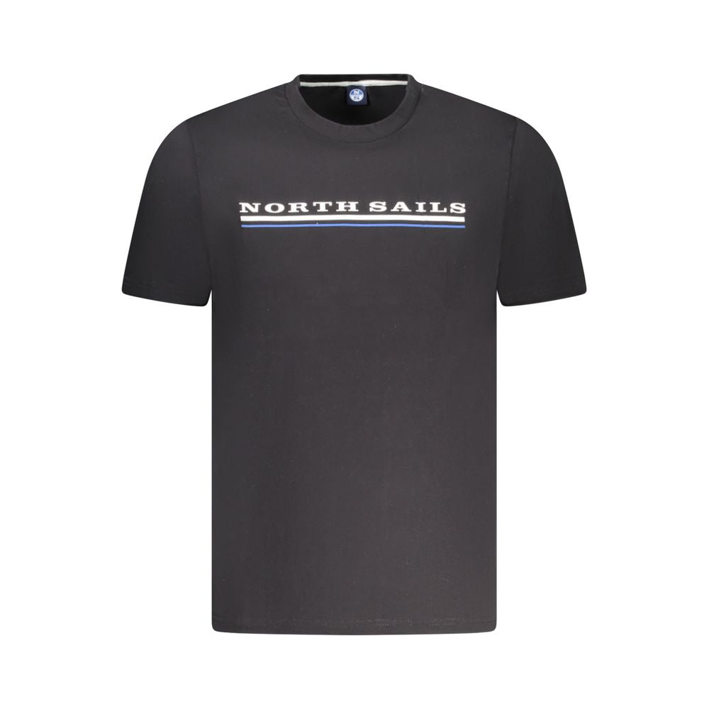North Sails black cotton men's T-shirt with logo and crew neck design, perfect for stylish casual wear.