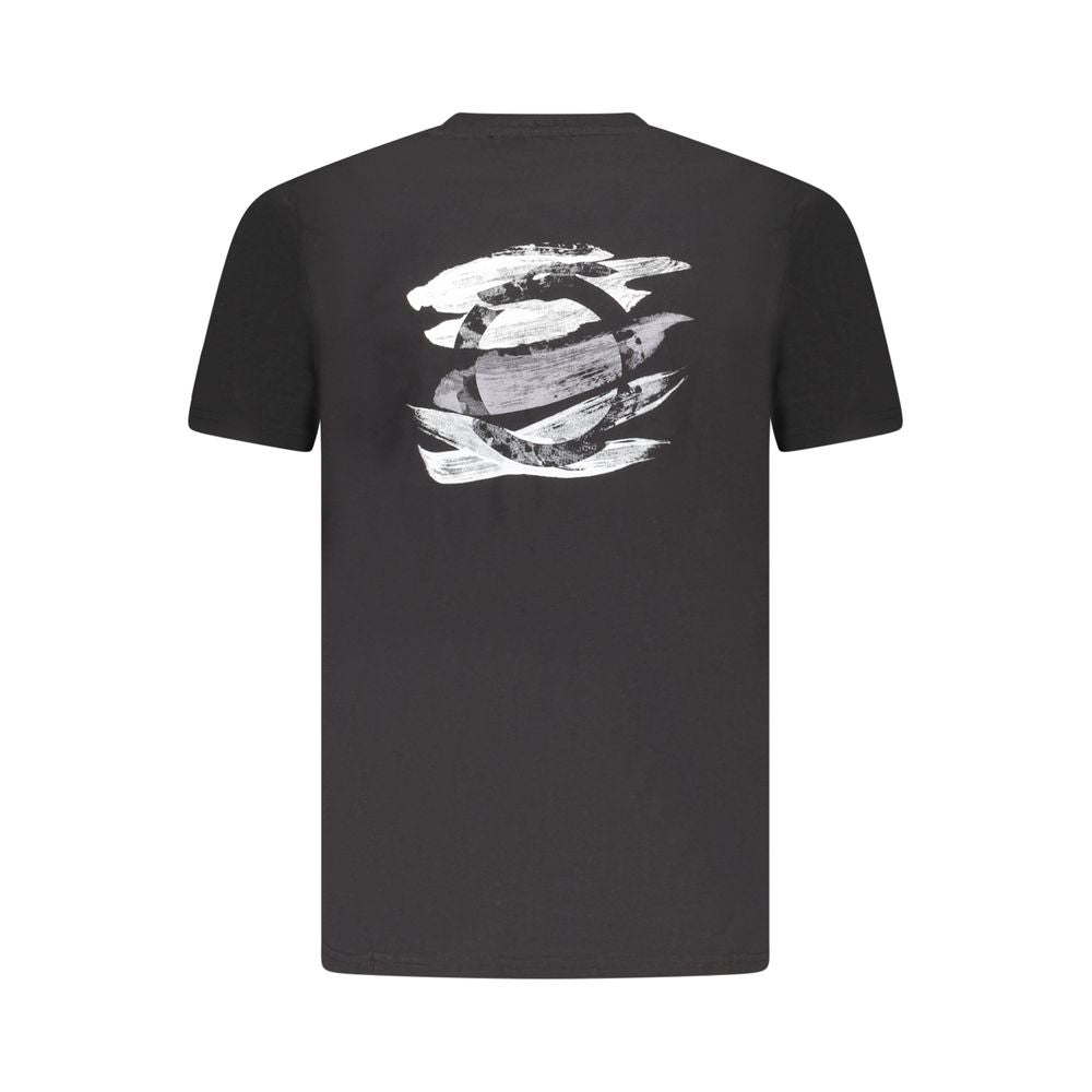 Trussardi black cotton T-shirt for men with iconic brush print, crew neck, short sleeves, and logo detail for a sleek, modern look.