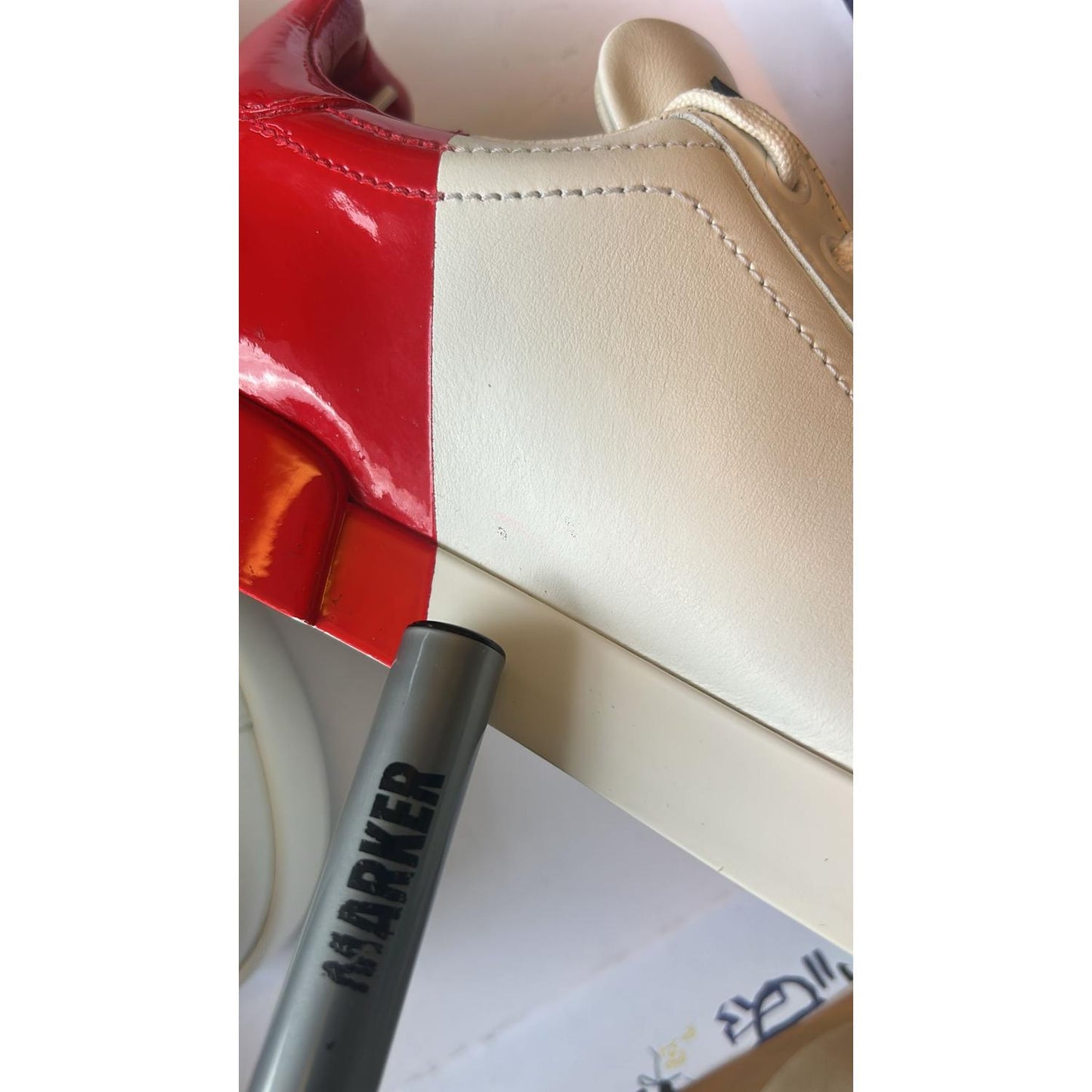 Dolce & Gabbana White Red Logo Portofino Sneakers Shoes
