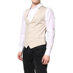 Dolce & Gabbana Beige Gray Dress Men Formal Waistcoat Vest TSH87207-48