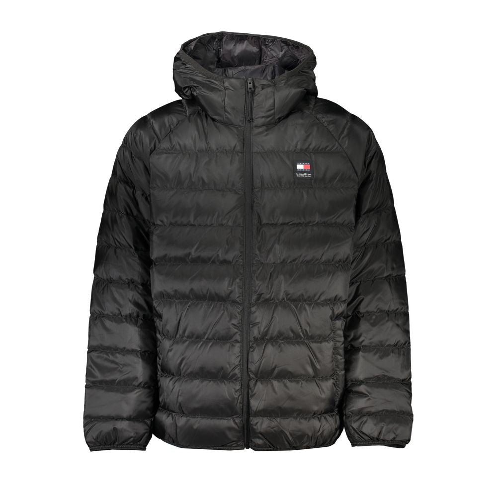 Tommy Hilfiger Elegant Black Hooded Jacket TO-27361-XL