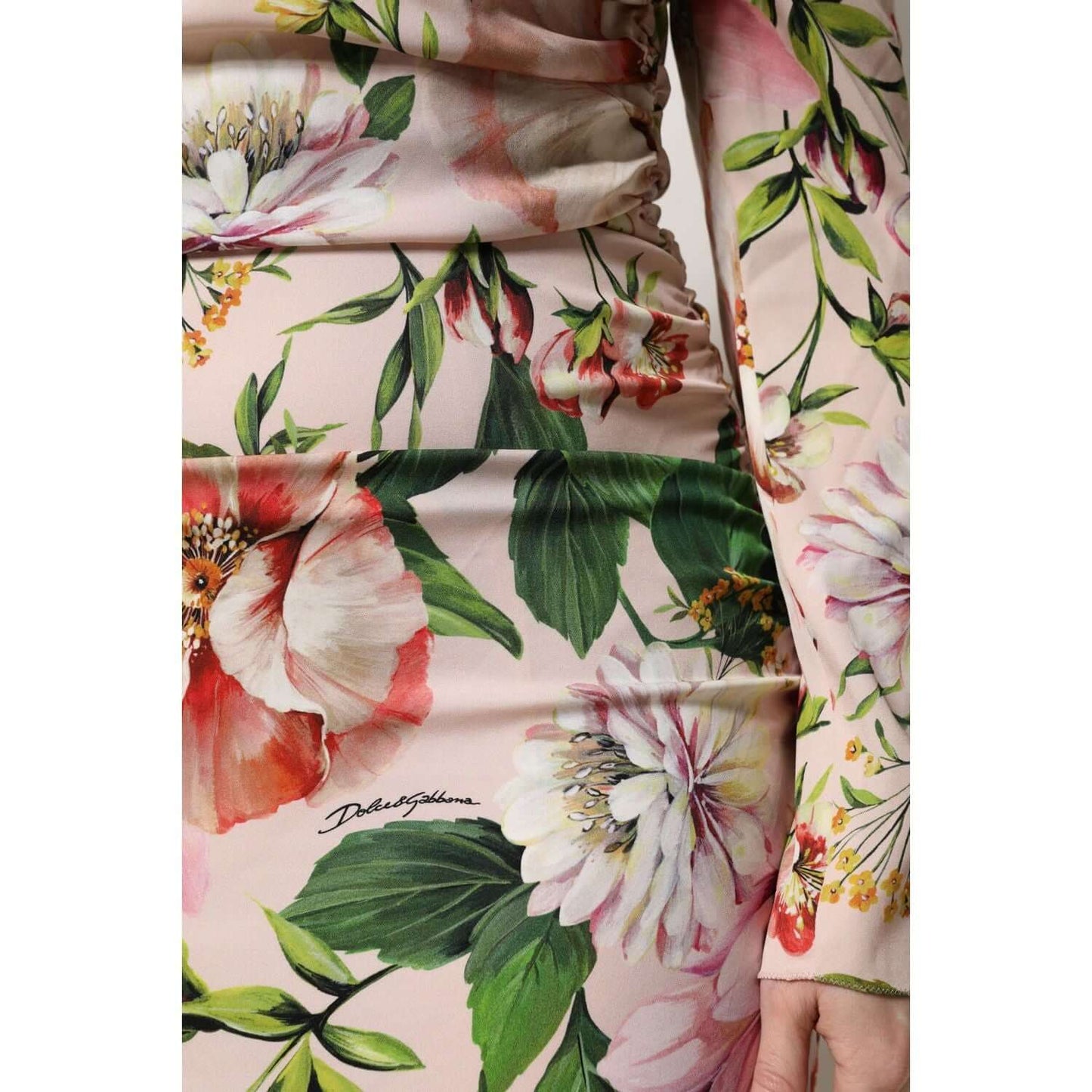 Dolce & Gabbana Pink Floral Silk Fit And Flared Midi Dress DR81612-46