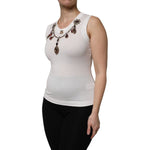 Dolce & Gabbana White Cotton Logo Crystal Detailing Tank Top THS90405-40