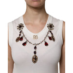 Dolce & Gabbana White Cotton Logo Crystal Detailing Tank Top THS90405-40