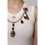 Dolce & Gabbana White Cotton Logo Crystal Detailing Tank Top THS90405-40