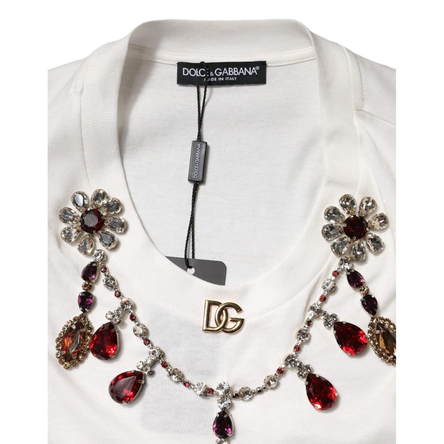 Dolce & Gabbana White Cotton Logo Crystal Detailing Tank Top THS90405-40