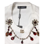 Dolce & Gabbana White Cotton Logo Crystal Detailing Tank Top THS90405-40