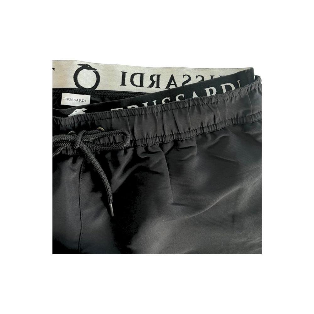 Trussardi Beachwear Black Polyester Men Swim Shorts TR-24811-M