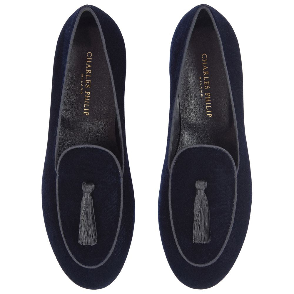 Charles Philip Blue Velvet Loafer CH-15393-EU39.5/US6.5
