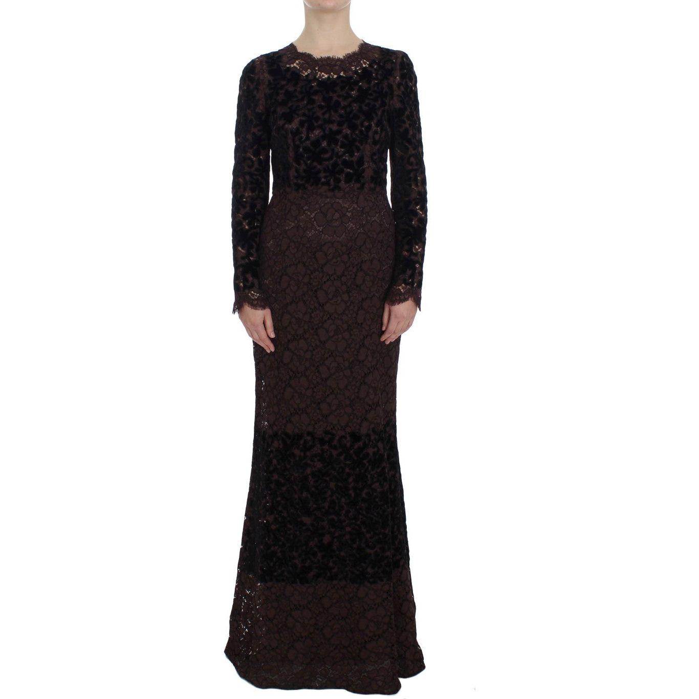 Dolce & Gabbana Purple Floral Lace Ricamo Maxi Dress NOC10092-2