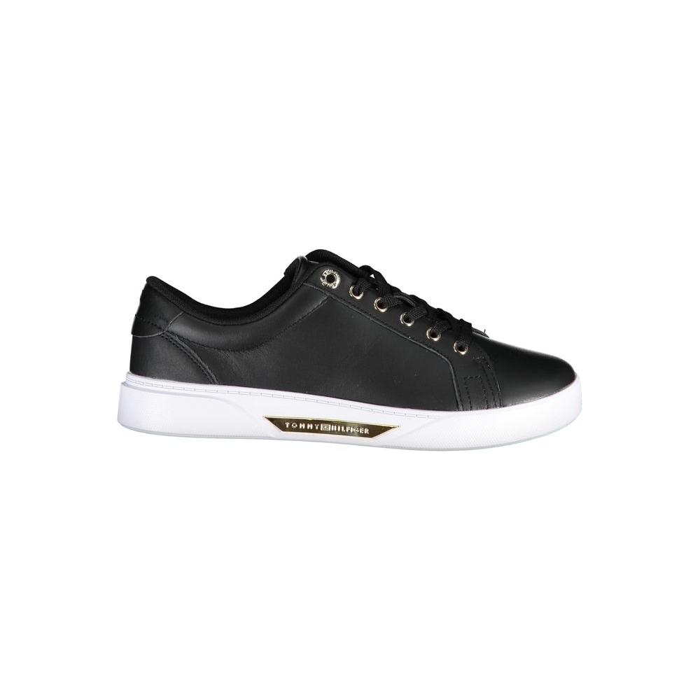 Tommy Hilfiger Black Leather Women Sneaker