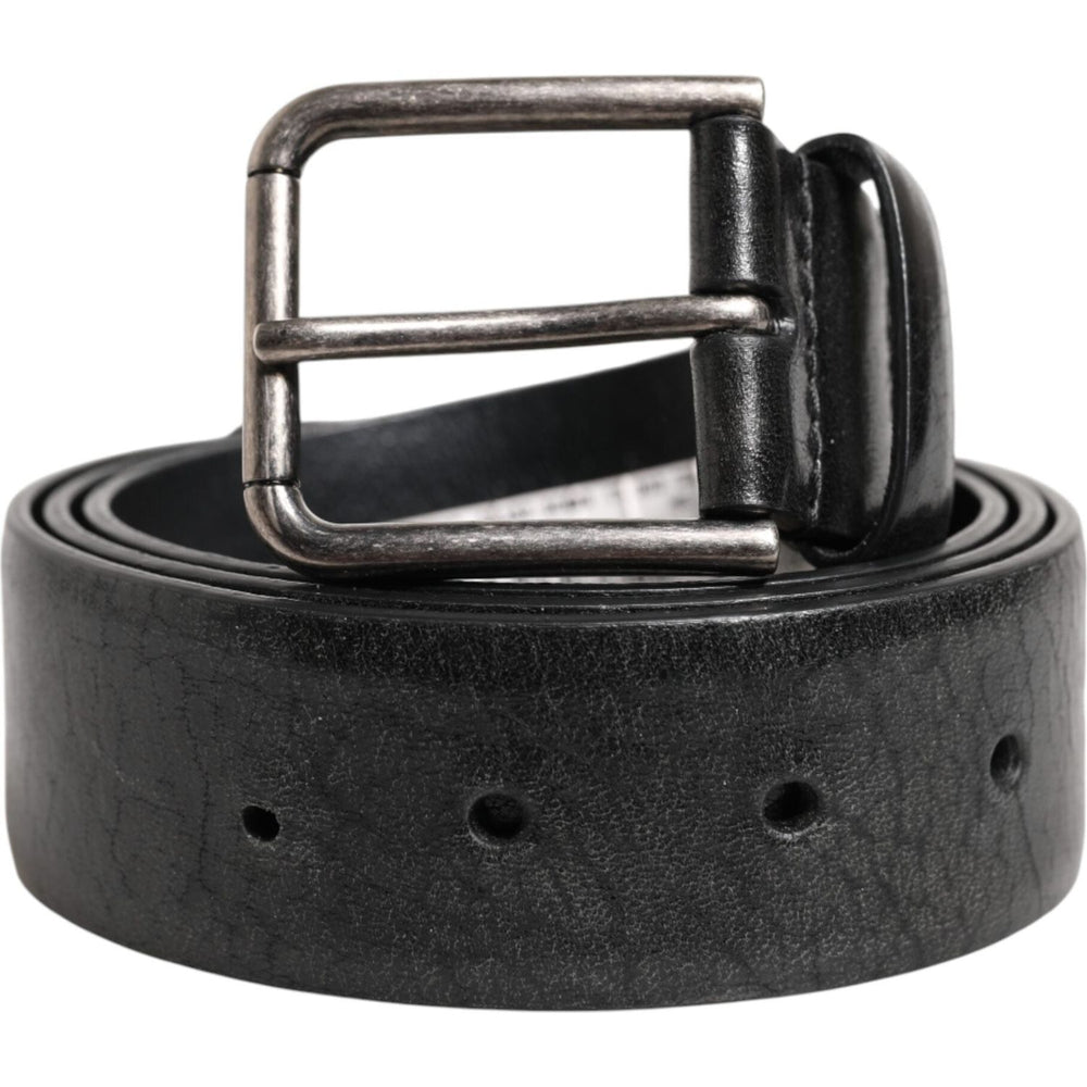 Dolce & Gabbana Black Classic Leather Metal Buckle Belt BEL9430-90