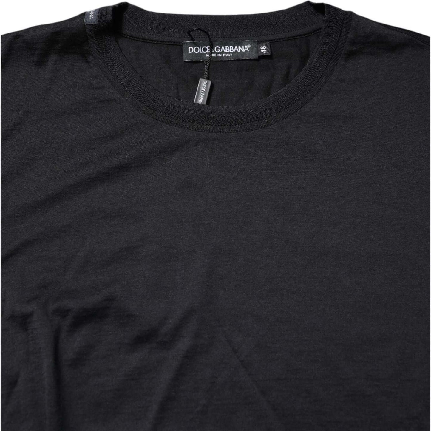 Dolce & Gabbana Dark Blue Silk Crew Neck Men Pullover Sweater