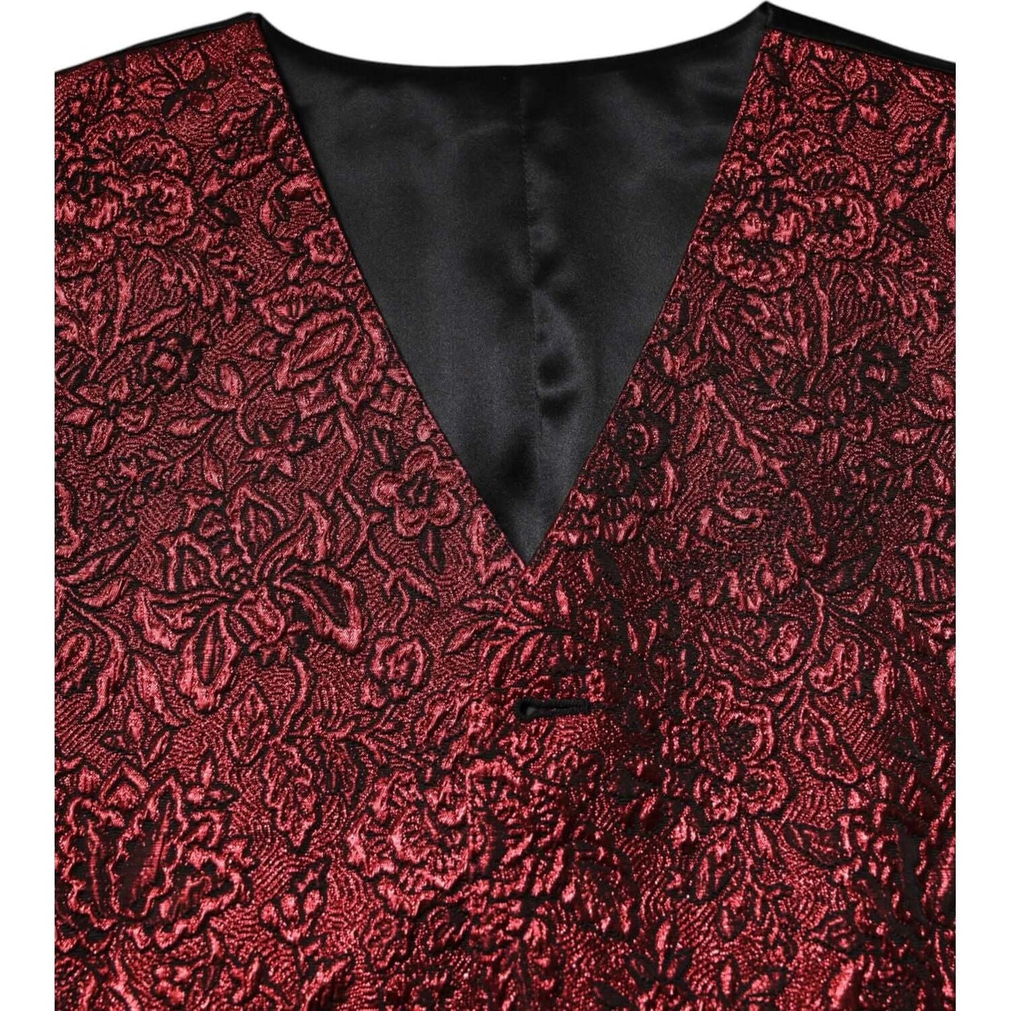Dolce & Gabbana Red Floral Brocade Formal Men Waistcoat Vest TSH90467-50