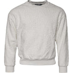 Dolce & Gabbana White Cotton Fleece Crew Neck Sweater