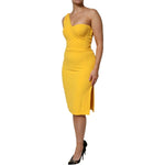 Dolce & Gabbana Yellow One Shoulder Side Slit Midi Dress DR81494-42