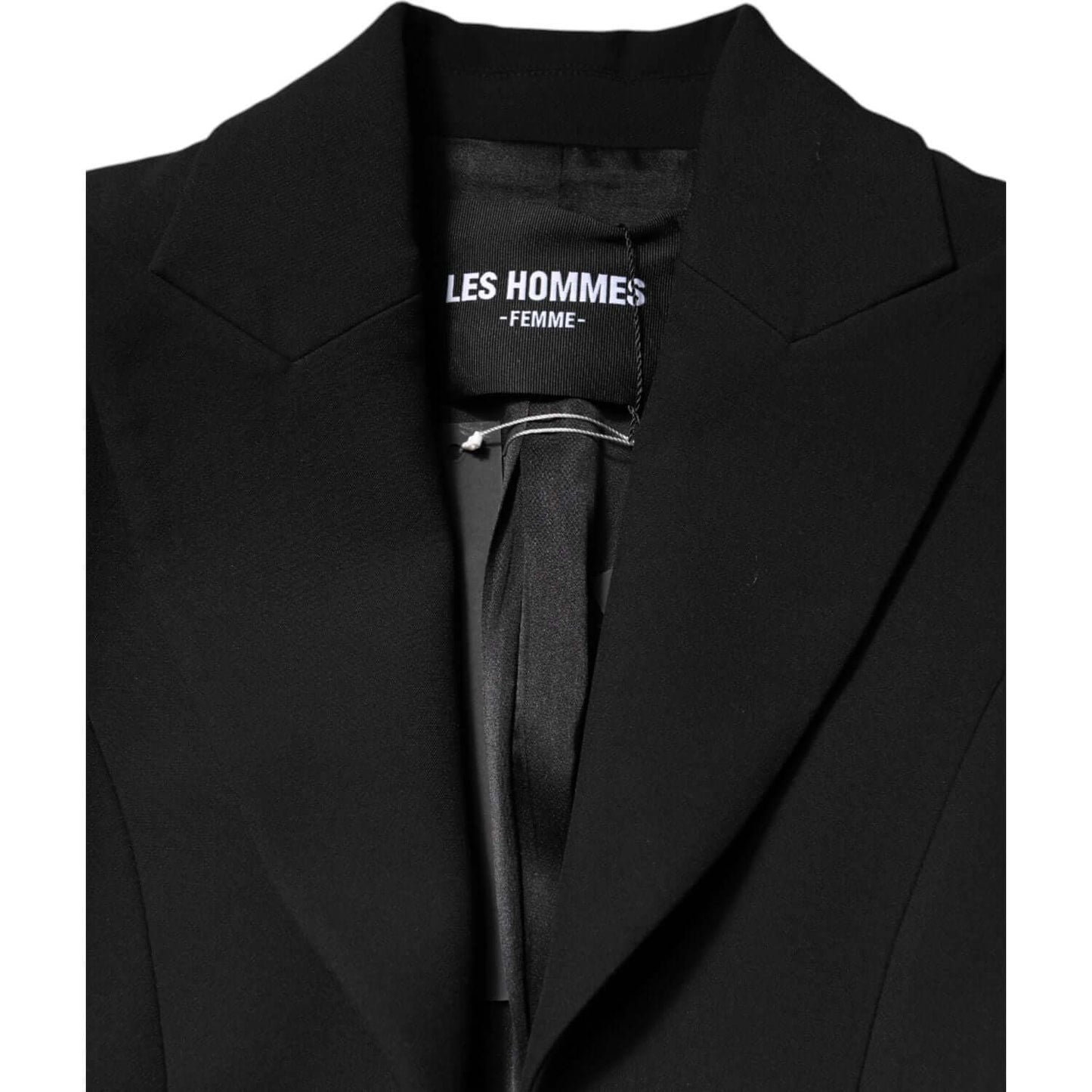 Les Hommes Black Polyester Single Breasted Trench Coat Jacket
