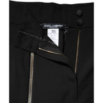 Dolce & Gabbana Black Wool High Waist Zipper Tapered Pants PAN76310-36