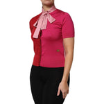 Dolce & Gabbana Pink Short Sleeves Buttoned Ascot Collar Top TSH87618-40